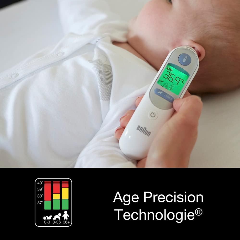 Braun ThermoScan-7 ear thermometer with Age Precision & ExacTemp including 21 hygiene caps