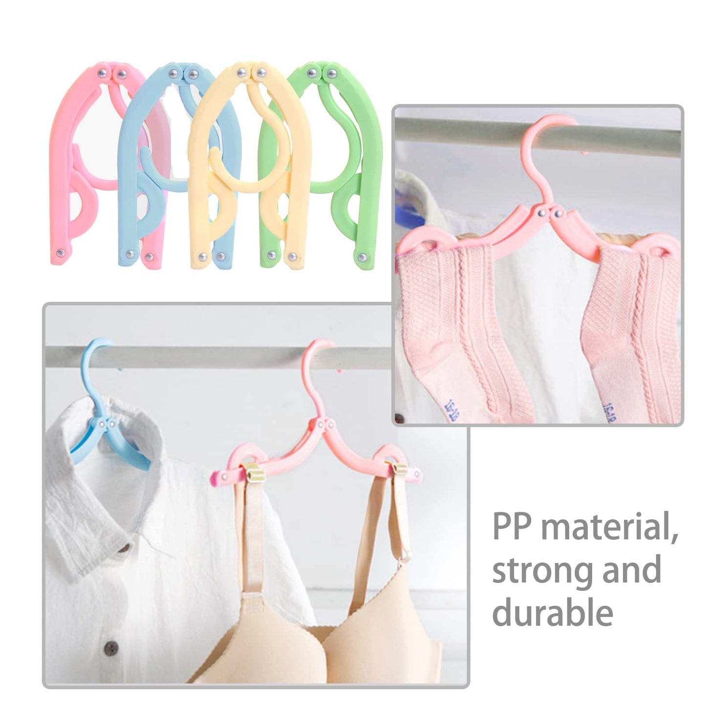 Foldable Travel Clothes Hangers (16 Pack) Made of Plastic for Home, Camping
