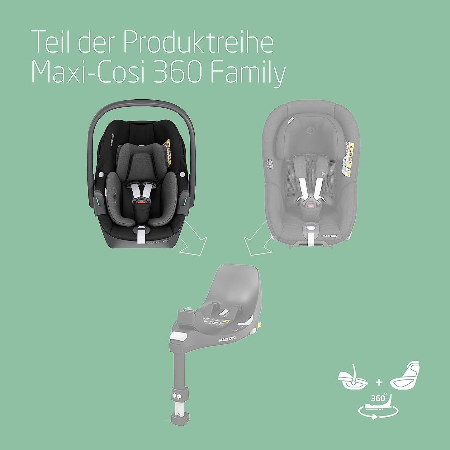 Maxi-Cosi Pebble 360 i-Size Infant Car Seat | Newborn Car Seat (360 Degrees, 0-15 Months)