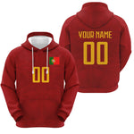 PORTUGAL Personalized Hoodie with Name and Number in Bordeaux