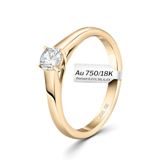 EDELIND Verlobungsring für Damen (Gold 750) mit echtem Diamanten 0.3ct (GIA) inkl. Geschenkbox