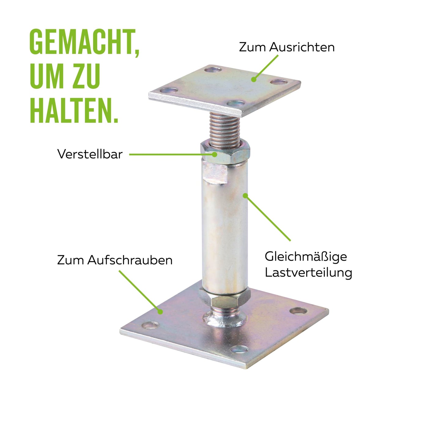 Alberts post support (212391) for screwing on: Height adjustable (150 - 190mm)