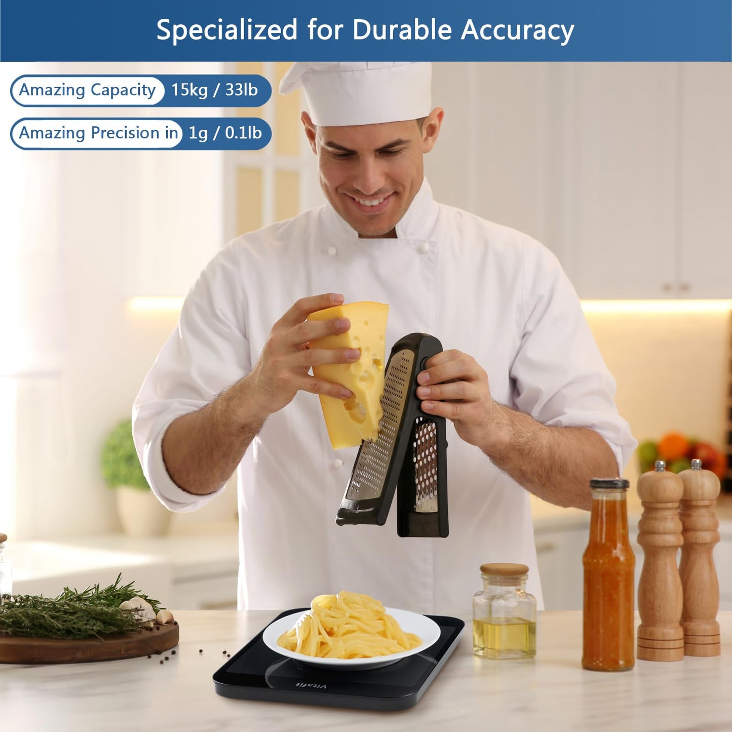 Vitafit (VT707) Multifunctional Digital Kitchen Scale with LED Display made of tempered glass