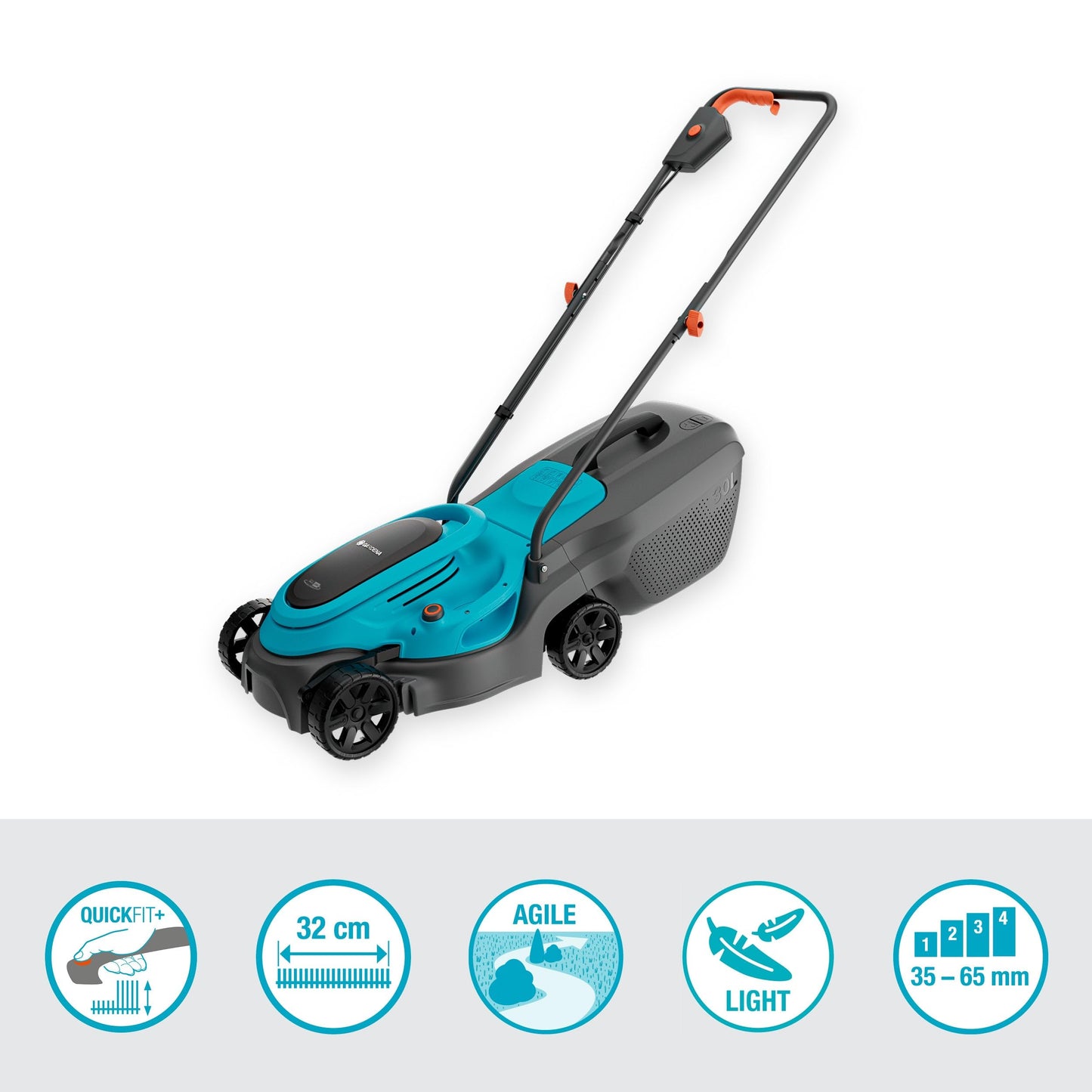 Gardena EasyMax+ 32/18V Ready-to-Use Set Cordless Lawnmower including Power for All Battery | Lightweight and Maneuverable