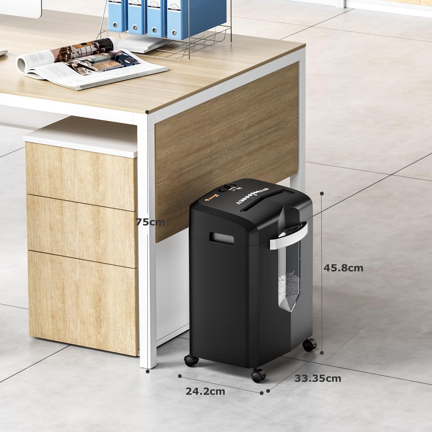 Bonsaii 12-Sheet Cross-Cut Paper Shredder, 60-Minute Runtime, High-Performance Shredder for Home Office, P4 Micro-Cut Paper Shredder with 4 Rollers & 16L Bin (C266-B)