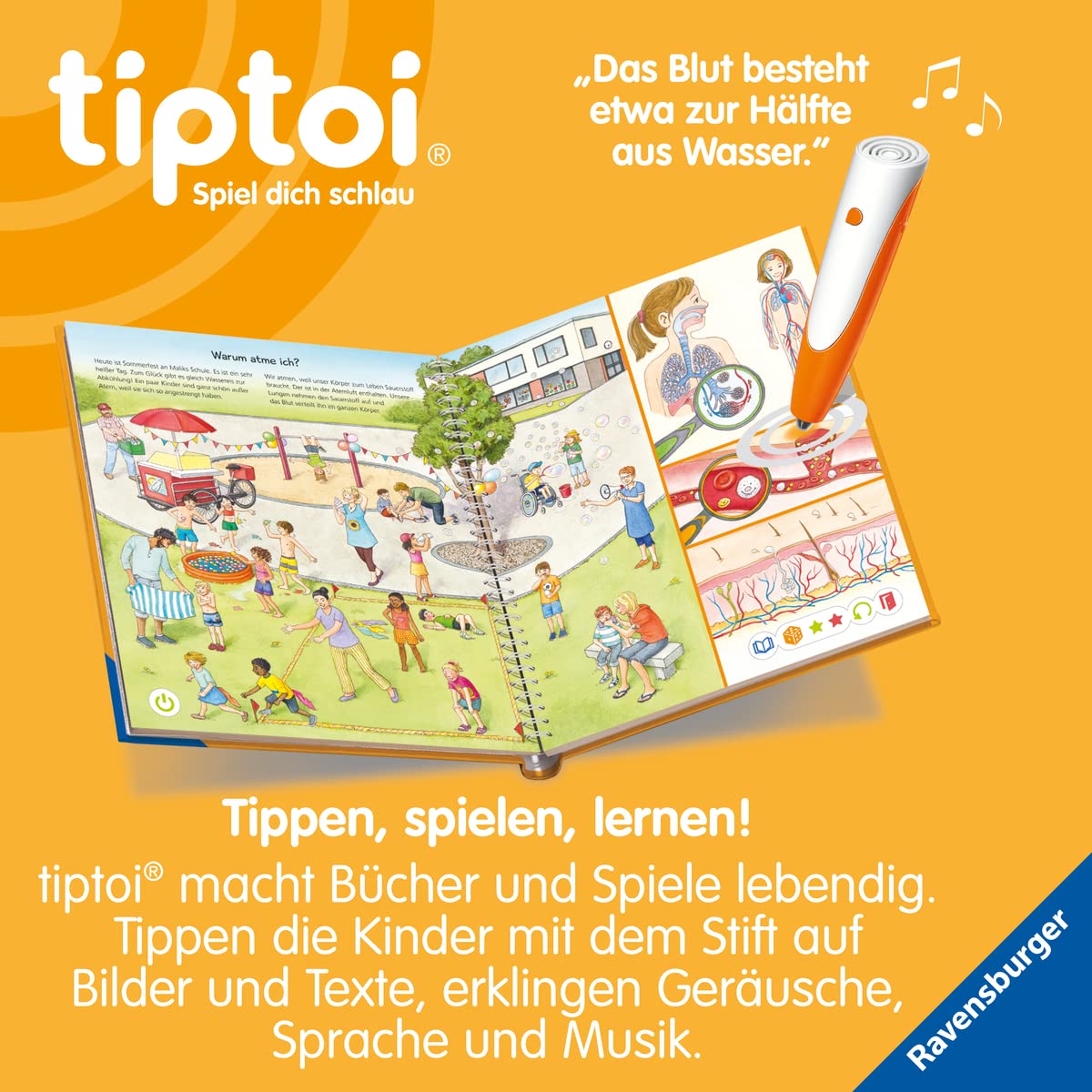 Ravensburger - tiptoi® Why? How? What for? All about the body: Book for children ages 4 and up