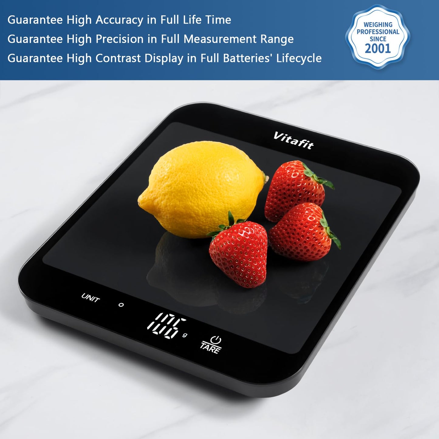 Vitafit (VT707) Multifunctional Digital Kitchen Scale with LED Display made of tempered glass