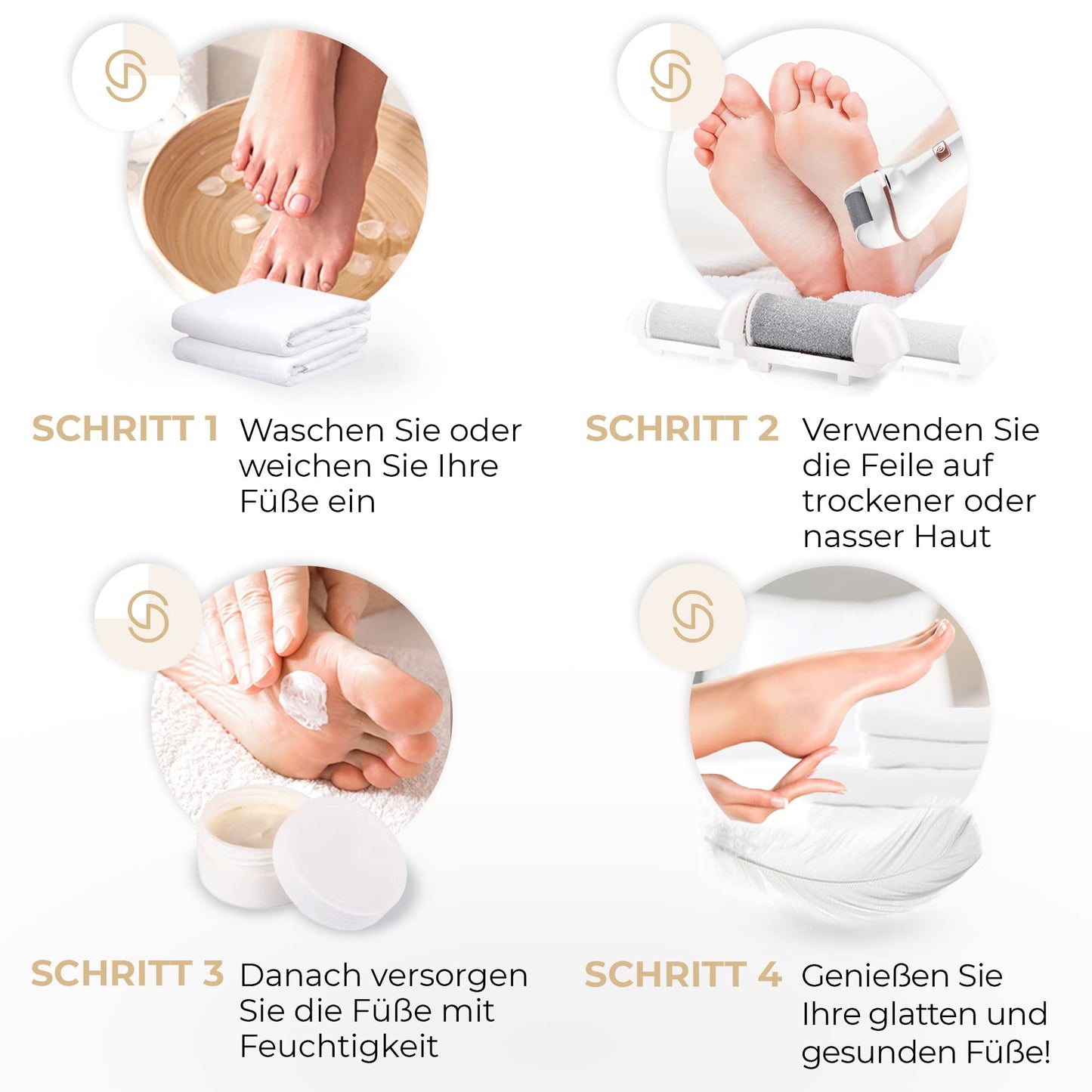 ESSY Electric Callus Remover with 5 Replacement Rollers: Foot Care Callus File (White)