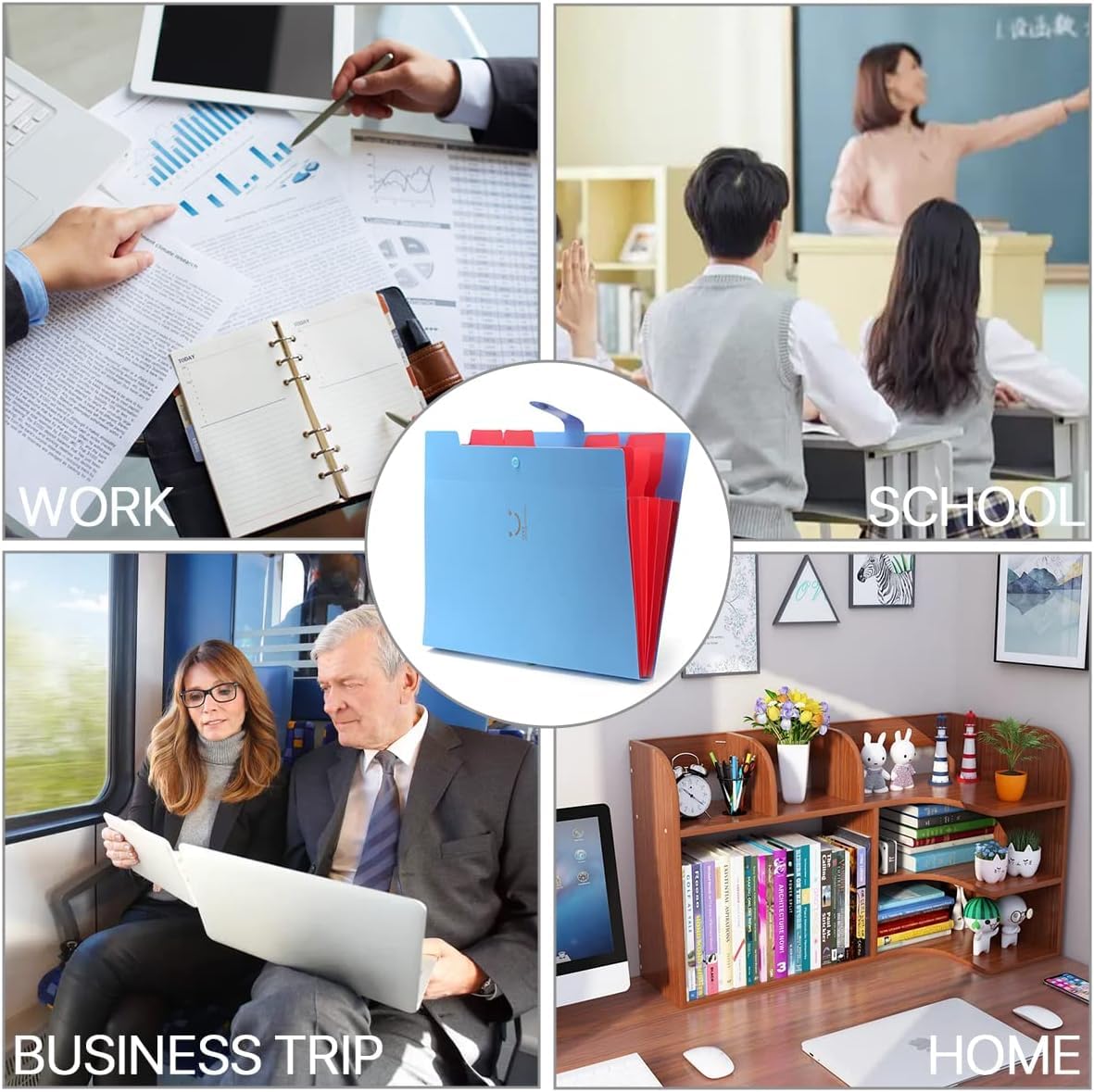 Document folder in A4 format (6 pieces): Organizer folder with 5 compartments & sticky notes