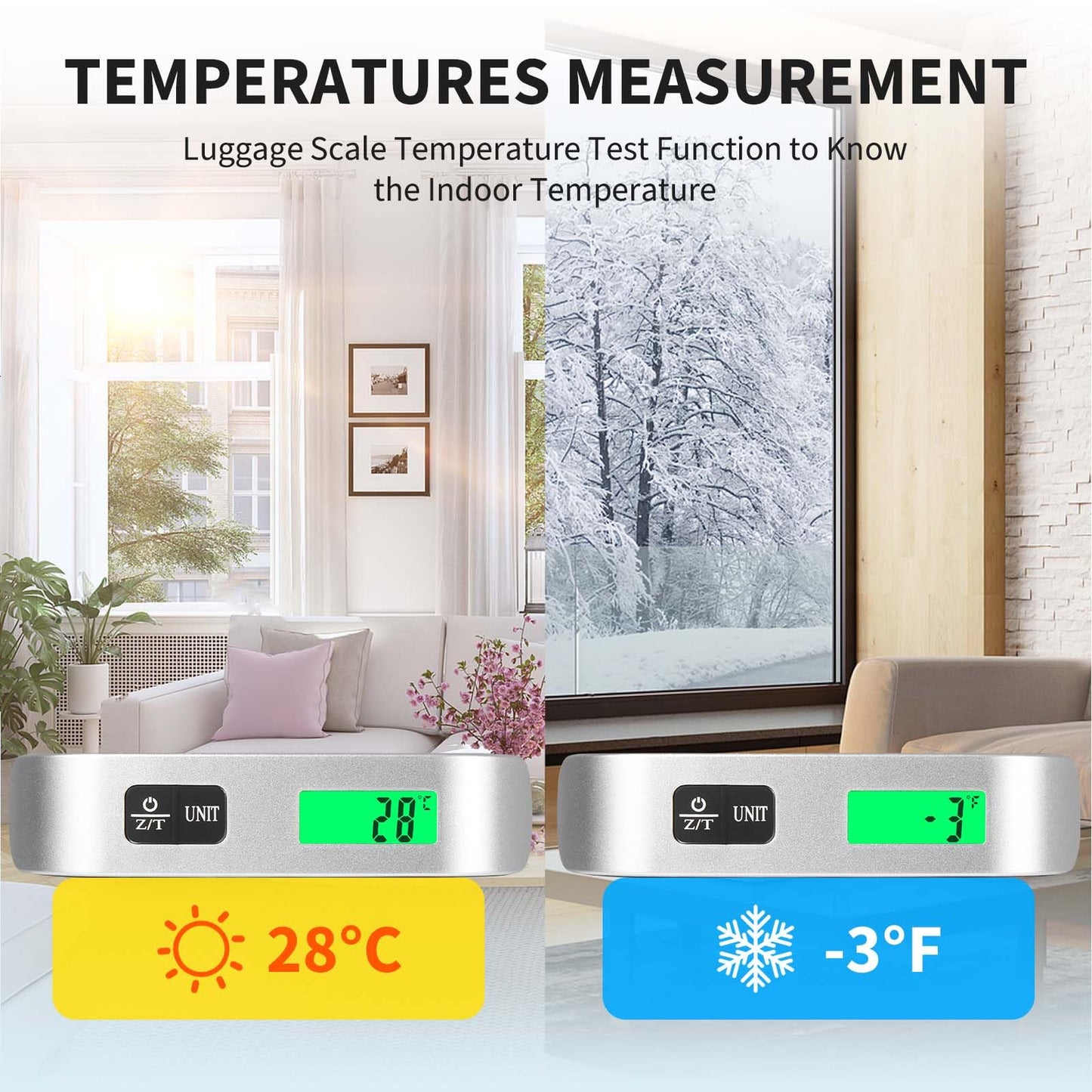 Digital suitcase - luggage - hanging scale with temperature sensor & tare function: up to 50kg