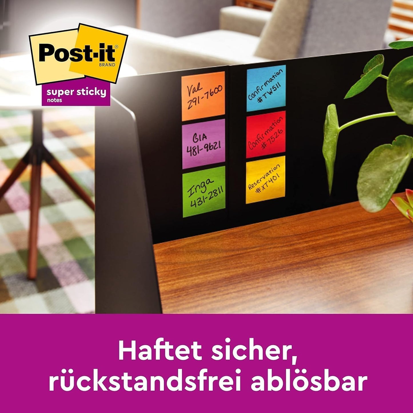 Post-it 'Super Sticky Notes' Packung mit 6 Blöcken, 90 Blatt pro Block (76x127mm): Stark-Klebend