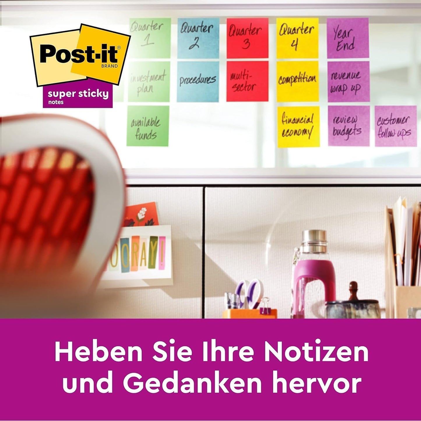 Post-it 'Super Sticky Notes' Packung mit 6 Blöcken, 90 Blatt pro Block (76x127mm): Stark-Klebend