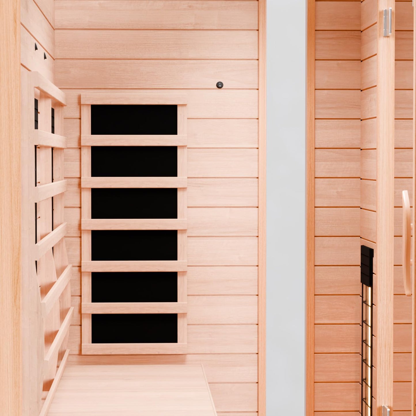 Dewello® infrared sauna 'Pierson' (135x105cm) for 1-2 people made of hemlock wood, LED, Bluetooth