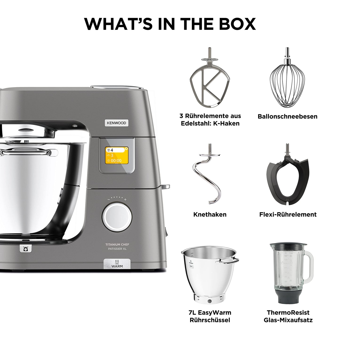 Kenwood Titanium Chef Patissier XL KWL90.034SI (1400 Watt) | Food processor with integrated scale & heating function,