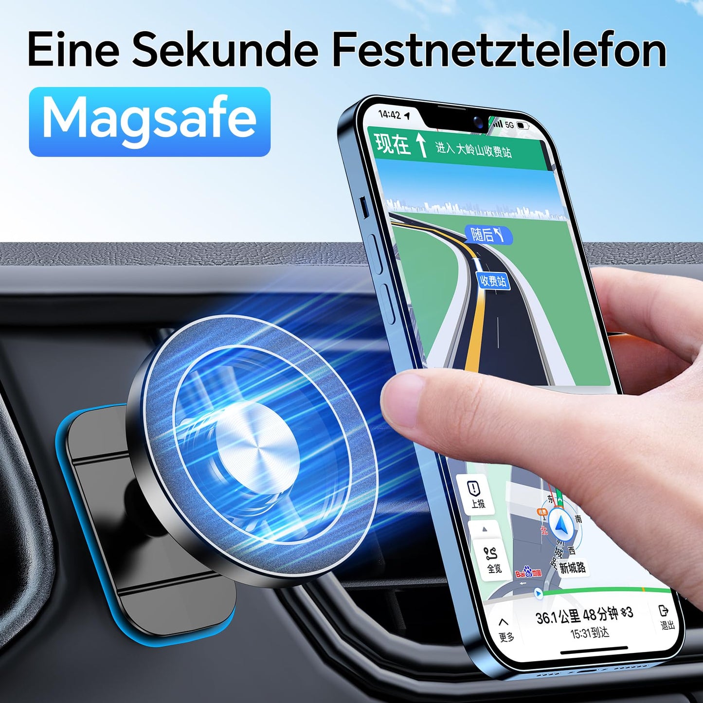 Magsafe Smartphone Car Mount (20 Strong Magnets, 360° Rotatable)