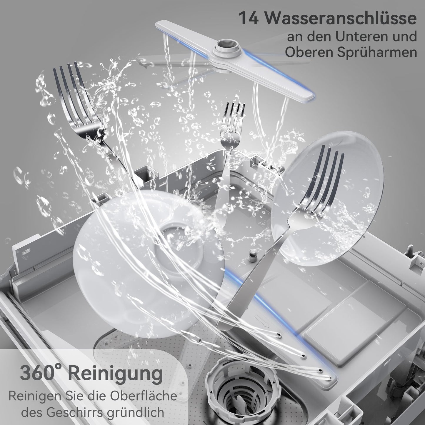 Hermitlux mini dishwasher for 4 sets of cutlery, 5 litre water tank, 6 programmes