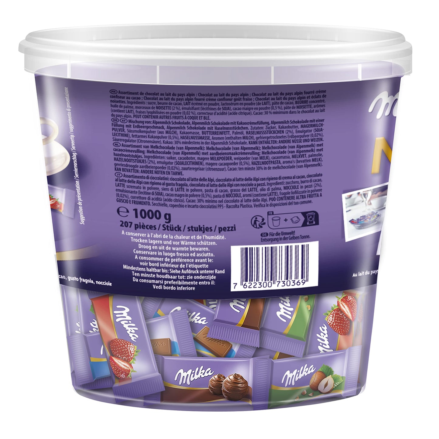 Milka Naps Mix (1kg Dose): Zartschmelzende Mini-Schokoladentäfelchen aus Alpenmilch