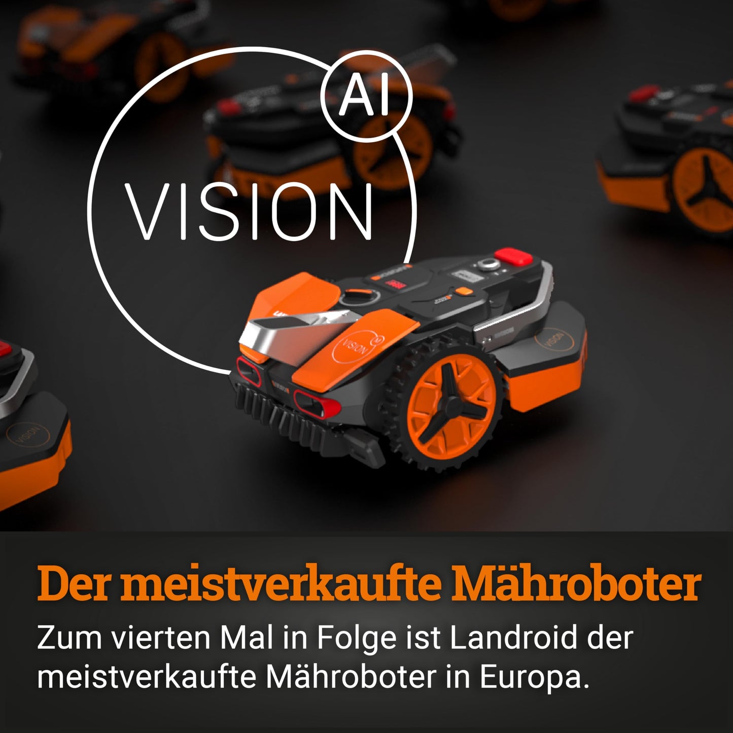 WORX Landroid Vision M600 AI robotic lawnmower (WR206E.1) for gardens up to 600m²: Wi-Fi & Bluetooth, hedgehog protection