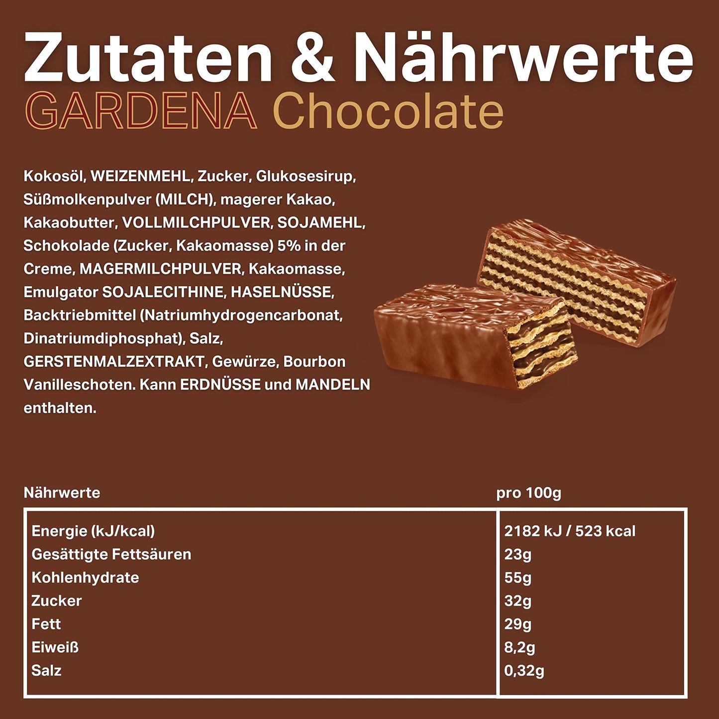 Loacker Gardena Chocolate Wafer Cookies (25x38g) with milk chocolate and cream filling
