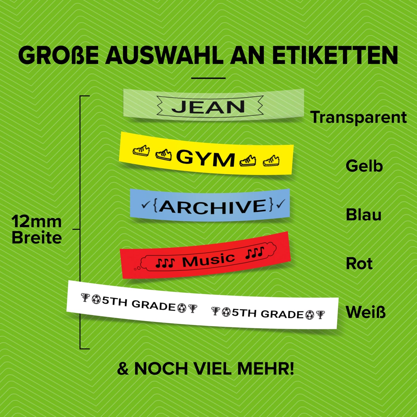 DYMO Original LetraTag Etikettenband: Schwarz auf Weiß (12x4m) | Selbstklebend