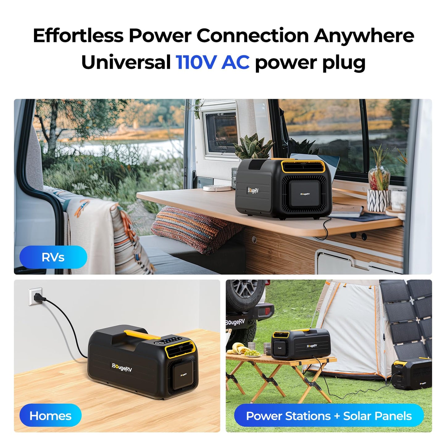 BougeRV 5-in-1 Portable Air Conditioner (3500BTU) with Handle: Suitable for RVs, Camping