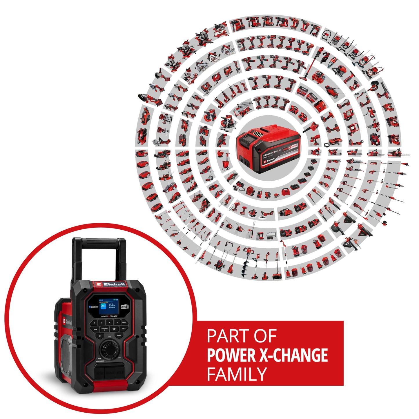 Einhell Cordless Construction Site Radio (TE-CR 18) Li DAB+/FM/BT - Solo Power X-Change without battery