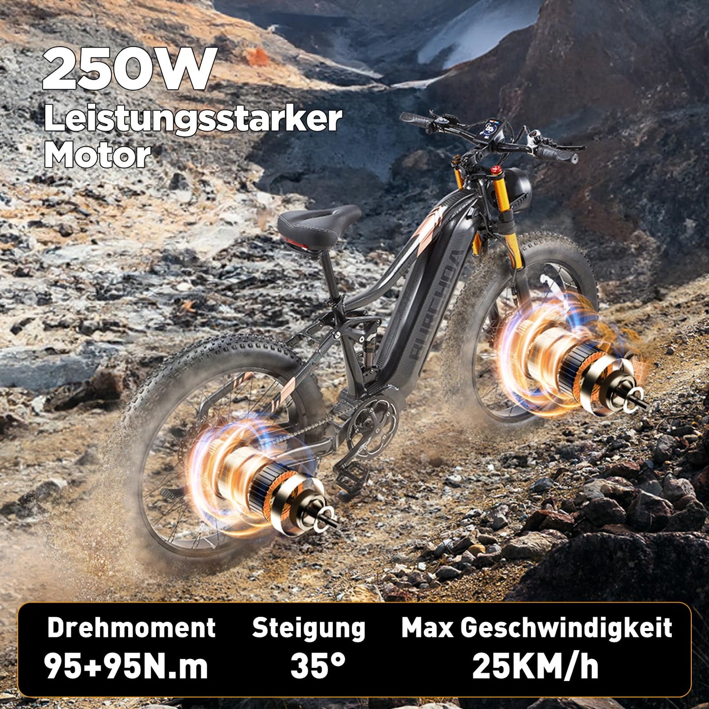 BURCHDA HC26 dual-motor e-bike with LCD display: 190Nm, 1440Wh battery up to 160km