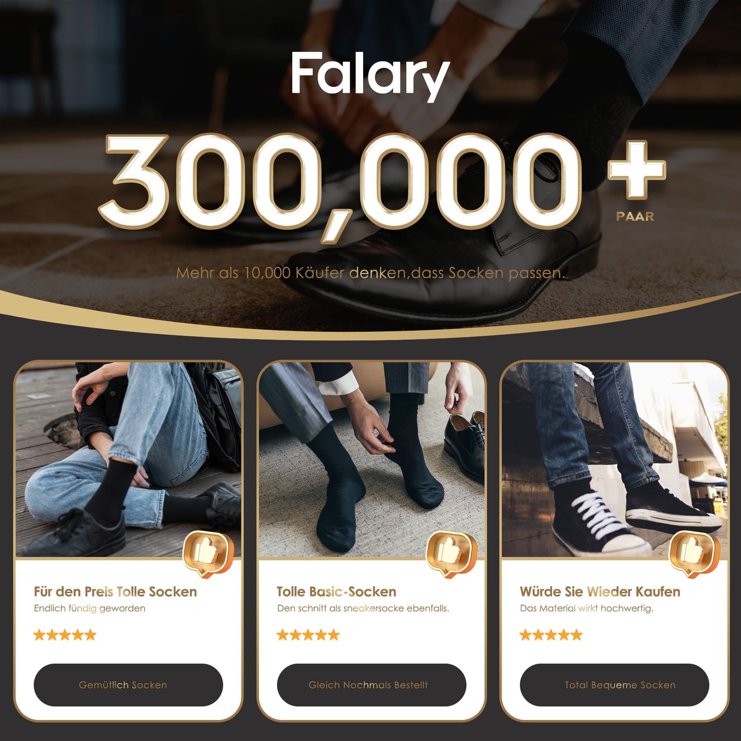 FALARY Baumwolle Herrensocken in Schwarz | Atmungsaktive Business Socken (12 Paar)