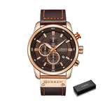 CURREN Men's Watch - Leather Strap Quartz Watch with Chronograph