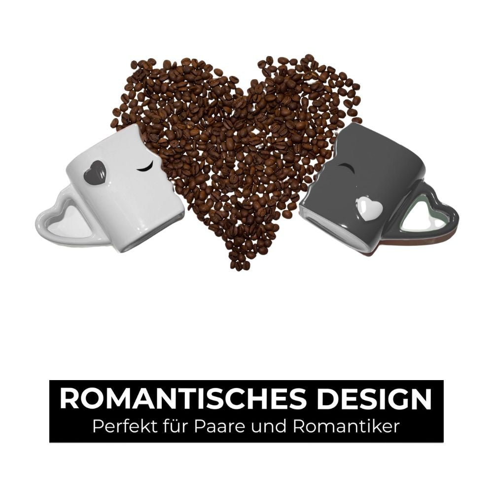 MIAMIO Küssende Kaffeetassen-Set aus Keramik | Geschenk für Frauen und Männer