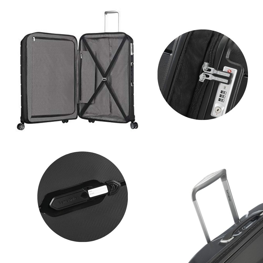 SAMSONITE Flux - Spinner L: Erweiterbarerer Koffer (75 - 99cm/111 Liter) | Schwarz