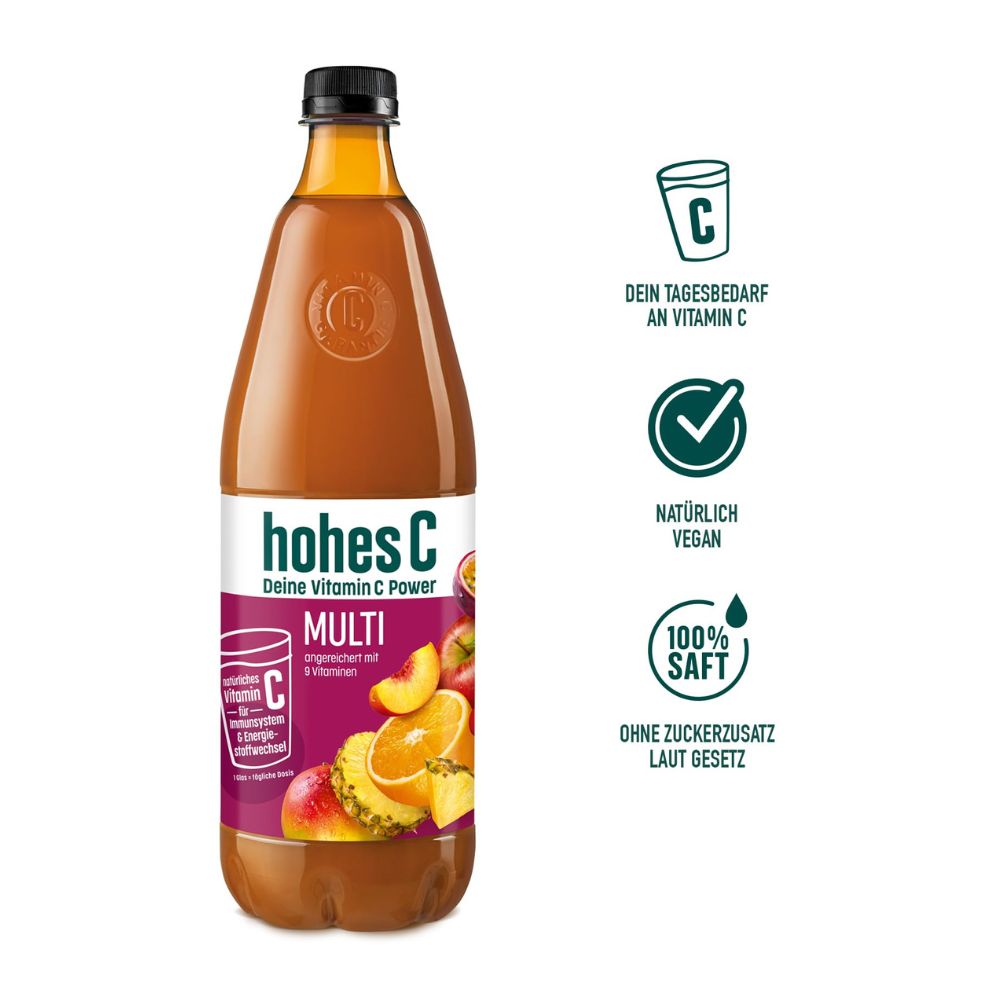 hohes C Multivitamin (6x 1 Liter): 100% Saft, Vegan mit recyceltem PET