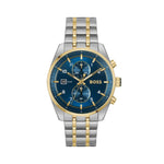 BOSS Chronograph Quarz Uhr für Herren (1514247) aus Kollektion 'SKYTRAVELLER' mit zweifarbiges Edelstahlarmband