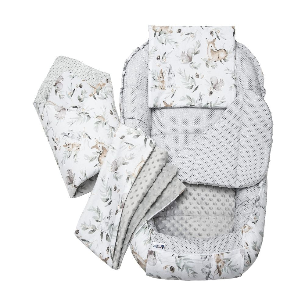 Medi Partners Baby-Nestchen für Neugeborene (5-teilig - 100x60x15cm): Zweiseitiges Kuschelnest aus 100% Baumwolle