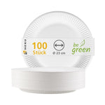HEKU paper plates (Ø 23cm, 100 pieces): 100% compostable | Environmentally friendly disposable plates