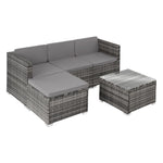 tectake® poly rattan lounge seating group with sofa, armchair, stool and table: Weatherproof