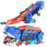 Dinosaurier-Transporter Schiebe-Rennbahn-Set inkl. 2 Autos aus Metalllegierung