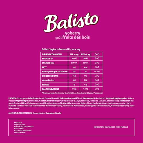 BALISTO Chocolate Bulk Pack | Cereal Chocolate Bar with Yogurt Berries (20 x 37g = 740g)