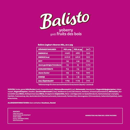 BALISTO Chocolate Bulk Pack | Cereal Chocolate Bar with Yogurt Berries (20 x 37g = 740g)