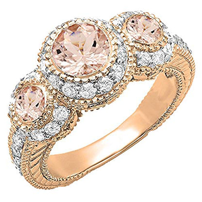 DazzlingRock Collection (KS715-1214K) 14K Rotgold Damenring mit Morganit & weiße Diamanten