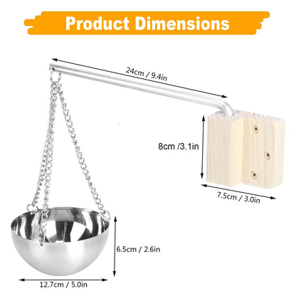 WOOLUCK Sauna evaporator bowl made of stainless steel: Aroma bowl with accessories | Hanging