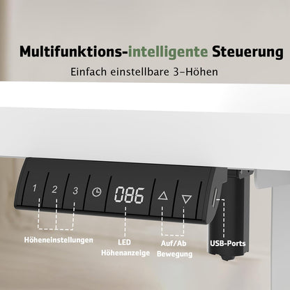 Flamaker Desk (160x80cm): Electrically height adjustable with memory function in white