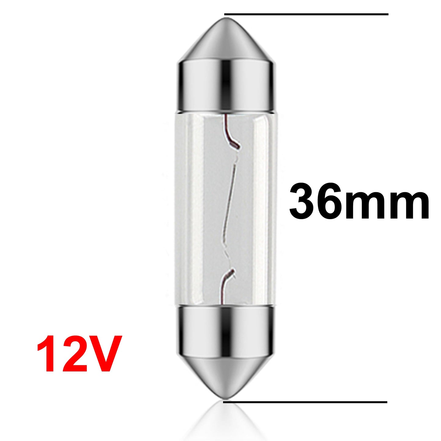 Set of 10 soffit 12V-5W-C5W-SV8.5-36mm license plate light, bulb for cars