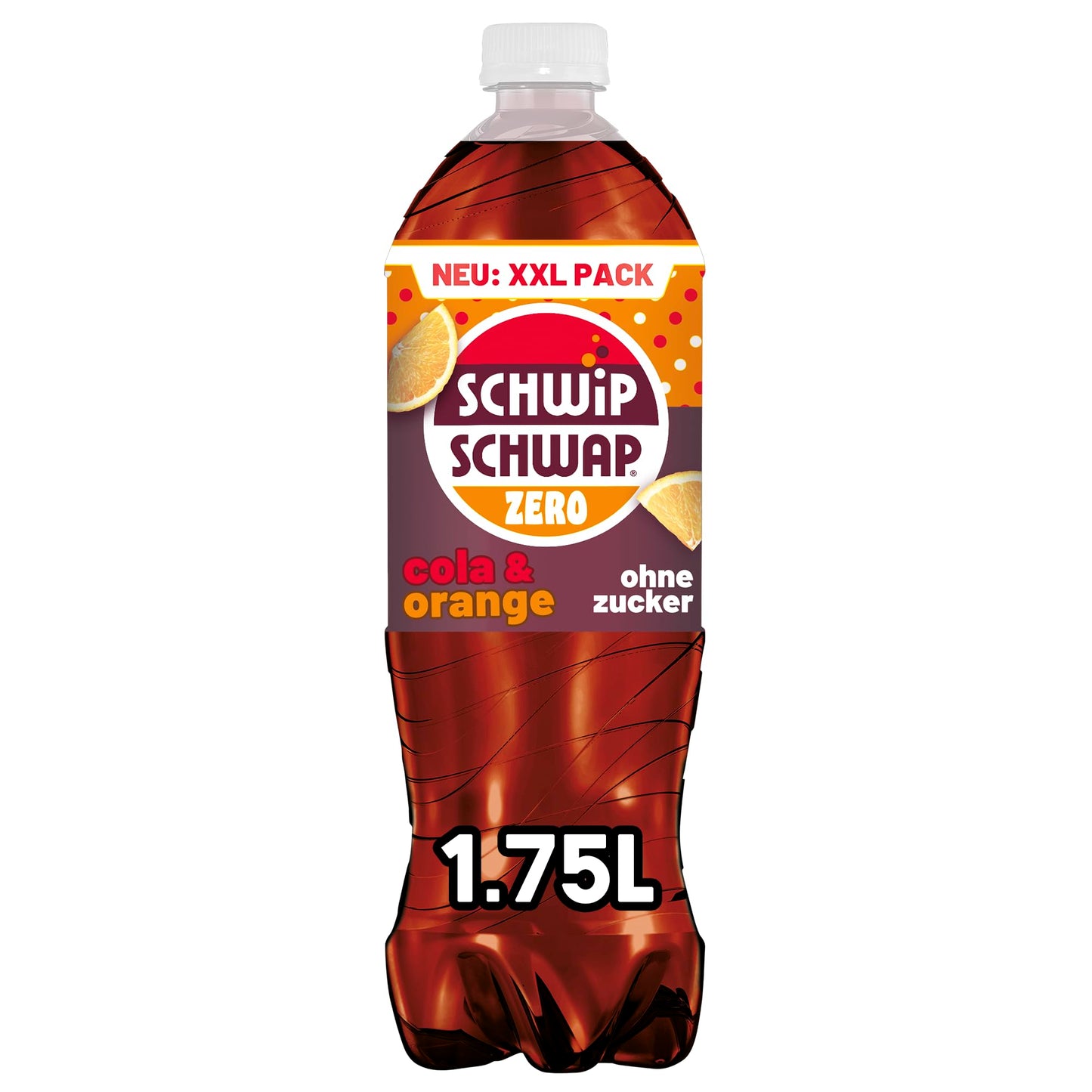Schwip-Schwap ZERO XXL-Pack (6x 1.75l): Koffeinhaltiges Cola-Erfrischungsgetränk mit Orange