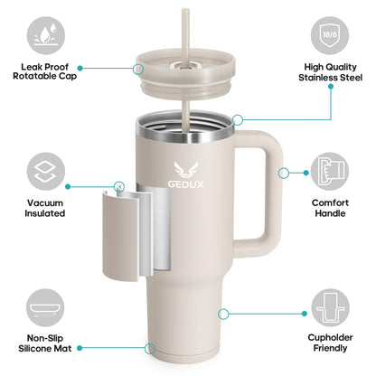 Gedux Thermo Mug (900ml) | 2-in-1 Stainless Steel Drinking Bottle with Straw