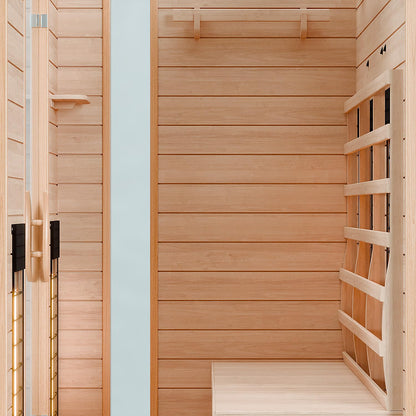 Dewello® Infrarotsauna 'Hyder' (115x105cm) für 1-2 Personen aus Hemlock-Holz, LED, Bluetooth