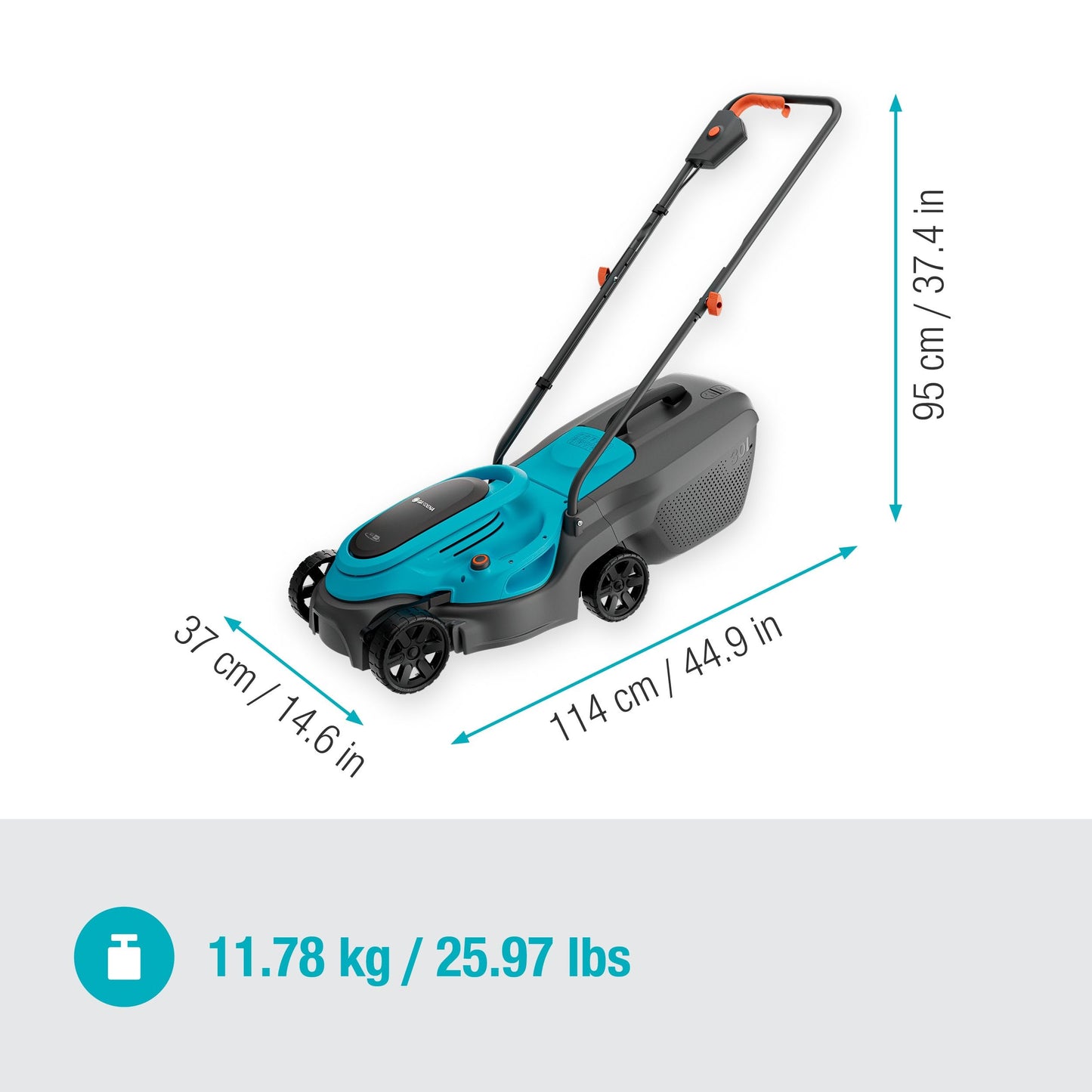 Gardena EasyMax+ 32/18V Ready-to-Use Set Cordless Lawnmower including Power for All Battery | Lightweight and Maneuverable