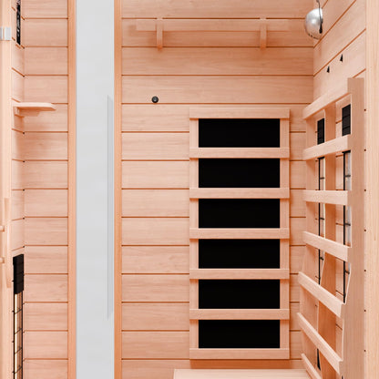 Dewello® infrared sauna 'Pierson' (135x105cm) for 1-2 people made of hemlock wood, LED, Bluetooth