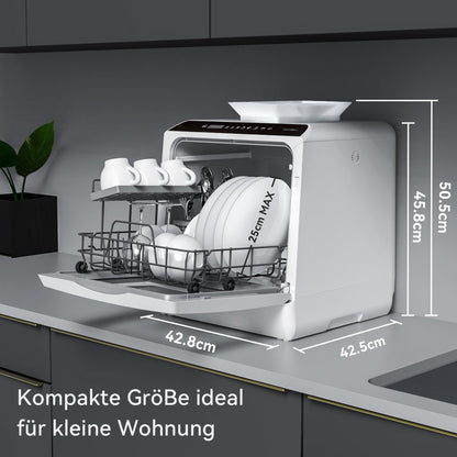 Hermitlux mini dishwasher for 4 sets of cutlery, 5 litre water tank, 6 programmes 