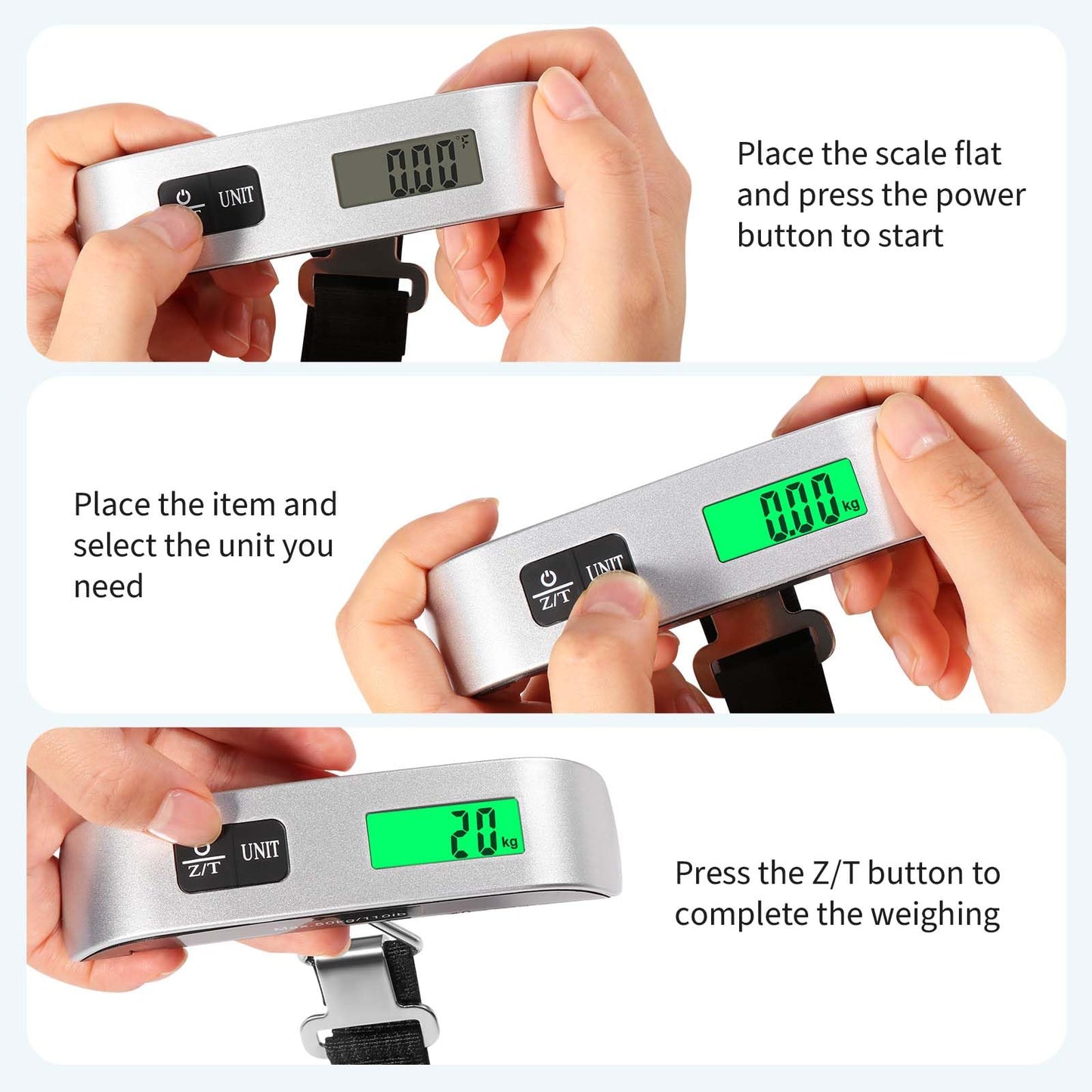 Digital suitcase - luggage - hanging scale with temperature sensor &amp; tare function: up to 50kg